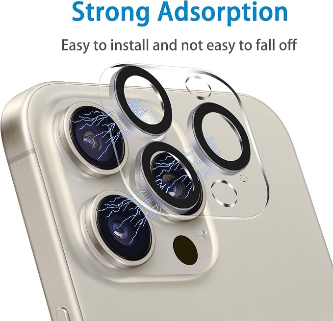 【3 Pack】Dengduoduo Tempered Glass Camera Lens Protector for iPhone 15 Pro 6.1" & iPhone 15 Pro Max 6.7", Ultra HD, 9H Hardness, Anti-Scratch, Case Friendly, Easy to Install [No Affect on Night Shots] - Image 4