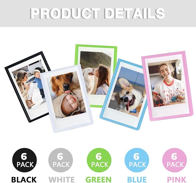 Mini Magnetic Picture Frame for Fujifilm Instax Mini Instant Camera | Fits Mini 13/12/11/41/SE/EVO Camera 2.15"x3.4" Films, Mini Magnet Picture Frames for Fridge, Home, School, 15 Black, 15 White - Image 6