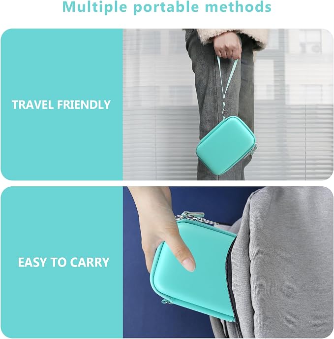 Carrying Case Compatible with Fujifilm Instax Mini EVO Instant Camera, INSTAX MINI EVO Camera Storage Holder Travel Bag with Mesh Pocket for Photos, USB Cables, Film, Green - Image 6