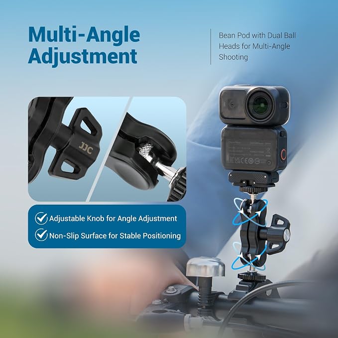 Universal Adjustable Magic Arm with 2 Ballhead & 1/4''-20 Screws for Super C Clamp Action Camera Cage, 360° Rotatable Double Ball Head Adapter for Insta360 X5 X4 Air Osmo Action 6 5 Pro Nano Pocket 4 - Image 5