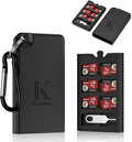 Pop-up Small TF Memory Card Case Holder for 8 TF MSD Cards with Carabiner, Portable Anti-Shock Splash-Proof MicroSD Card Case Storage Protector Organizer Keeper Container, Card Remove Tool Included by Kiorafoto