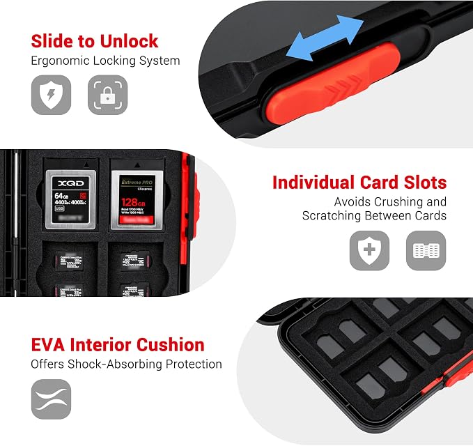 Pop Up Style XQD Cfexpress Type-B Card Case,36 Slots Memory Card Holder Wallet for 12 XQD Cfexpress Type-B Cards & 24 MSD Micro SD/Micro SDHC/Micro SDXC Cards, Slim TF Cfexpress Memory Card Case - Image 3