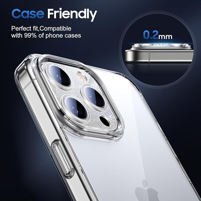 UniqueMe for 3 Pack iPhone 16 Pro/16 Pro Max Camera Lens Protector - Silver | Drop Protection, Case Friendly, 9H Tempered Glass, Camera Cover Screen, Update New Version - Image 6