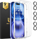 UNBREAKcable iPhone 16 Screen Protector & Camera Lens Protector | Upgraded Dual-Tempered Glass with Military-Grade 9H Hardness, 3-Pack,HD Clarity, Anti-Fingerprint, Case Friendly, Fits 6.1'' by UNBREAKcable