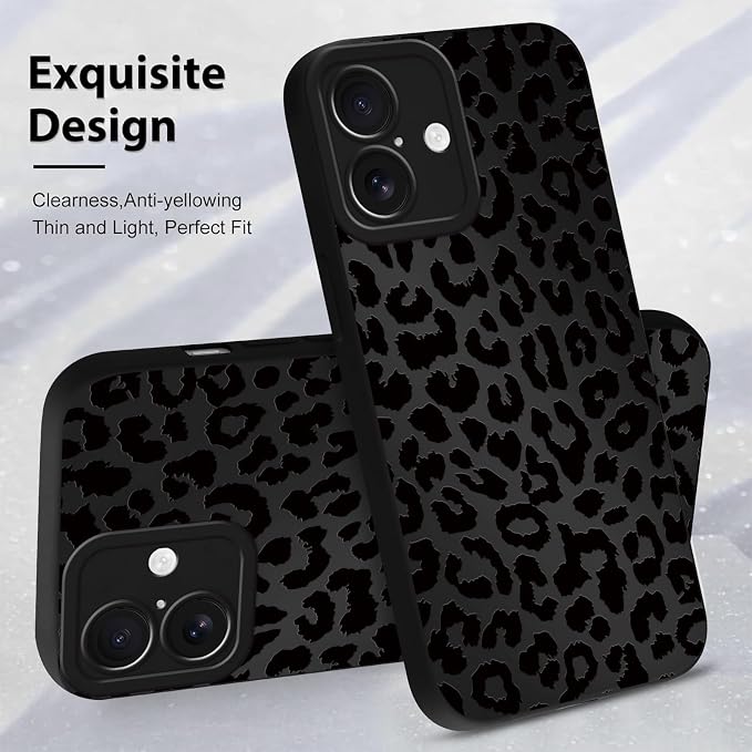 Cute Black Cheetah Print Phone Case for iPhone 17 6.3" | Aesthetic Leopard Pattern Design Cover Full Camera Lens Protective Shockproof Soft Slim TPU Funda for Men Women Girls - Image 4