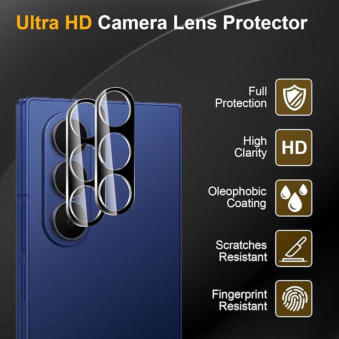 3 Pack Camera Lens Protector for Samsung Galaxy Z Fold 7 | Tempered Glass,Anti-Fingerprint,9H Hardness,Scratch Resistant,Easy to Install,Bubble Free,HD Clarity - Image 5