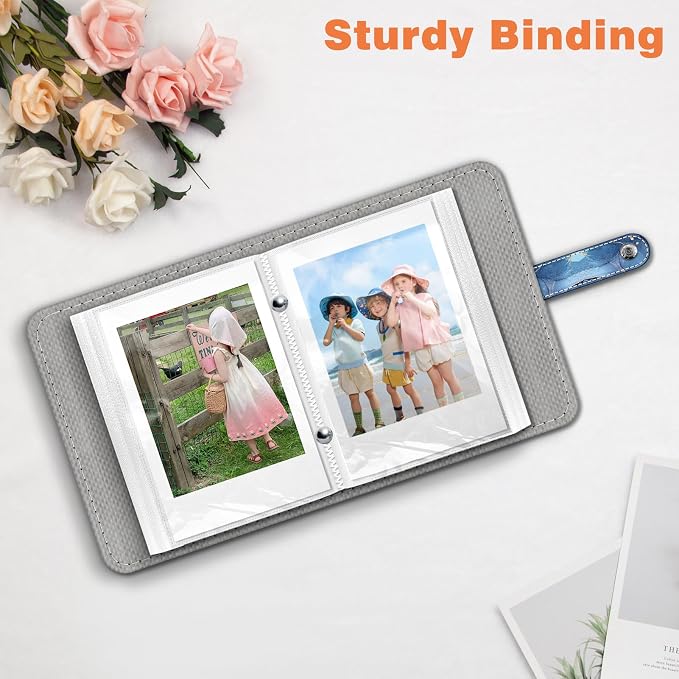 Fintie Mini Photos Album Book for 2x3 Inch Films - 52 Pockets Small Albums | For Fujifilm Instax Mini, Polaroid Hi-Print Pictures, Portable Kpop Photocard Holder, Travel Memory Book, Ocean Marble - Image 6