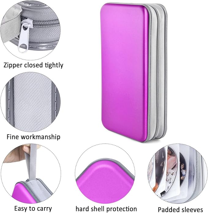 96‑Capacity Hard Plastic CD/DVD Binder for Car, Home & Travel | Zipper‑DVD Organizer, Scratch‑Resistant Sleeves Shield Discs From Dust & Damp; Stores Music, Video, Gaming & Blu‑ray Discs - Image 2
