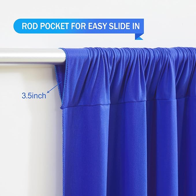 Royal Blue Backdrop Curtains 10 Panels - Wrinkle-Free Polyester Photography Drapes for Baby Shower & Birthday Party - 40 X 10FT - Image 5