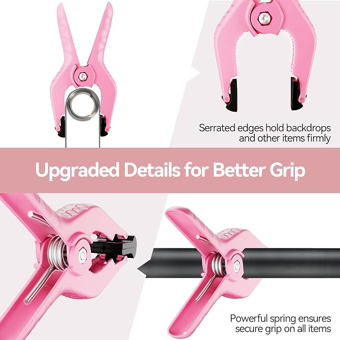EMART 6 Pack Heavy Duty Spring Clamps 4.5 inch Plastic Backdrop Clips Pink | Photo Booth Backdrop Clamps for Backdrop Stand, Balloon Arch, Photography Studio, Woodworking, Crafts, Drawing, Garden, Trap - Image 5