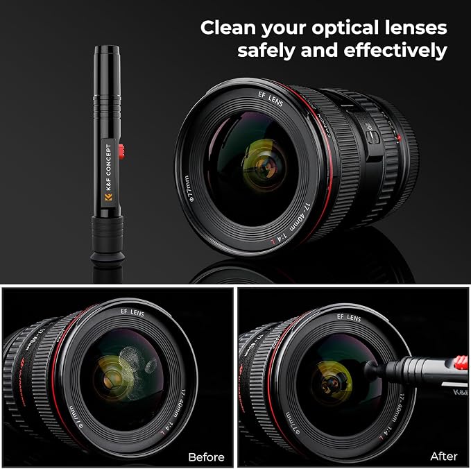 K&F CONCEPT Professional Lens Cleaning Pen X3,Carbon Head,Soft Brush | 3-in-1 Cleaning Effect,Deep Cleaning,Telescopic Button,for Canon Nikon,Camera Optical Lenses and Glasses Clean, MP04 - Image 6