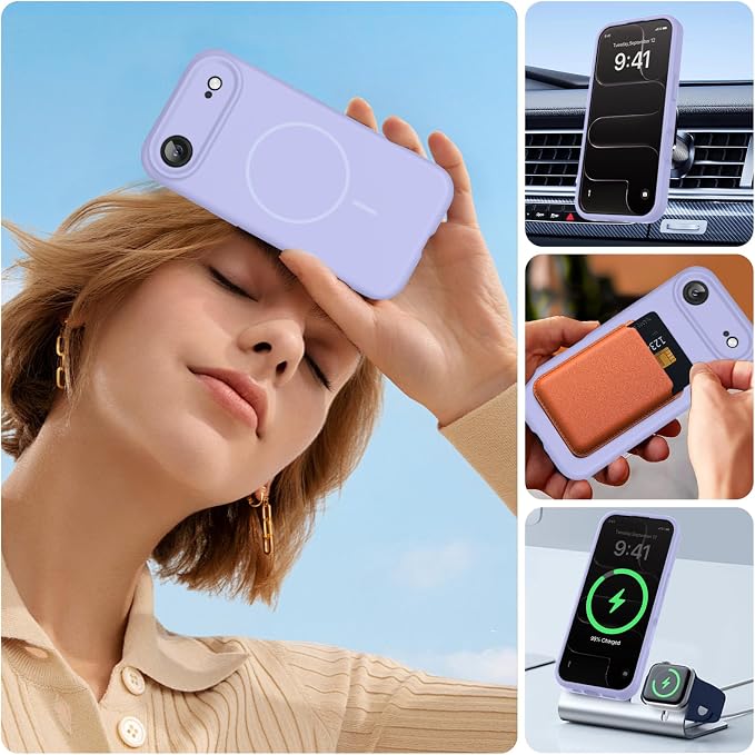 miracase Magnetic for iPhone Air Case, Compatible with MagSafe, Integrated Silicone Camera Control Cover, 3.0mm Thicken Shockproof Drop Protection Phone Case for 17 Air,Light Purple - Image 5