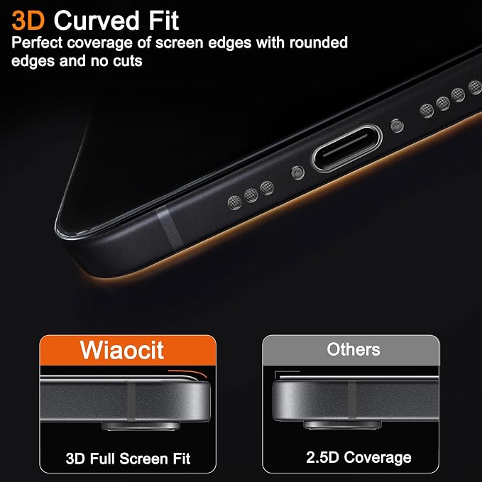 Wiaocit Tempered Glass Screen Protector for iPhone 16e/iPhone 17e | 3+3 Pack, 9H Hardness, Camera Lens Protector, Installation Frame, Bubble Free, Case Friendly - Image 5
