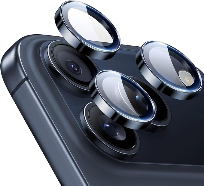 ESR for iPhone 17 Pro Max/17 Pro Camera Lens Protector, 1 Pack, Blue | Individual Camera Cover, 9H Tempered Glass, Original Camera Clarity, for iPhone 17/16/15/14 Pro Max/Pro by Unknown