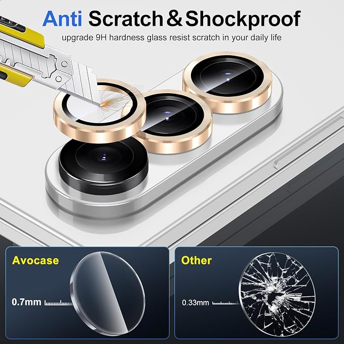 for Samsung Galaxy Z Fold 7 Camera Lens Protector, Individual Metal Ring Tempered Glass Lens Cover, [Strong Adsorption] Scratch Resistant Ultra-Thin HD Clear Lens Cover, 1 Set-Gold - Image 3
