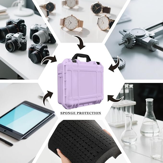 Relaxweex 1 Pcs Waterproof Hard Case with DIY Customizable Foam Insert Portable Protective Case with Knife for Camera Drones Equipments Tools Test Instruments(Purple,16.3 x 12.4 x 6.5 Inch) - Image 7