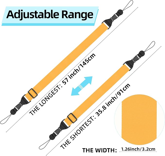 3 Pack Adjustable Shoulder Strap, iPad Strap Nylon Neck Lanyard (Yellow) - Image 2