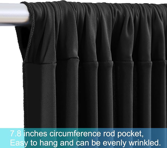 6 Panels Black Backdrop Curtains for Wedding Party Wrinkle Free Backdrops Curtain Drapes Fabric Decorations Photo Back Drop Cloth for Baby Shower Photography Stage Reception 30ft(W) x 12ft(H) - Image 8