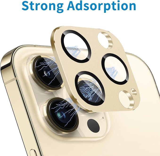 Camera Lens Protector for iPhone 14 Pro/iPhone 14 Pro Max Metal Camera Cover Film, 9H Tempered Glass, Anti-Scratch, Case Friendly - Gold - Image 4