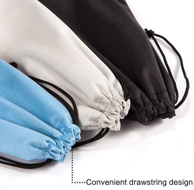 TRIUMPH VISION Glasses Case Soft Eyeglass Case Sunglass Pouch Cloth 3 Pack | Thick Microfiber Pouch Drawstring Pouch Eye Glass Bag Sunglasses Sleeve Storage, Lens Protection Cover,Cleaning Lens Screen - Image 3