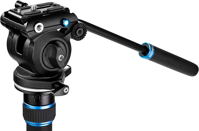 Benro Connect Video Monopod with S2 PRO Flat Base Fluid Video Head, Head Mounts to 3 Leg Base, 2.5kg Max, 3 Leg Folding Base w/Ball Lock, Flip Lock, Carrying Case - Image 5