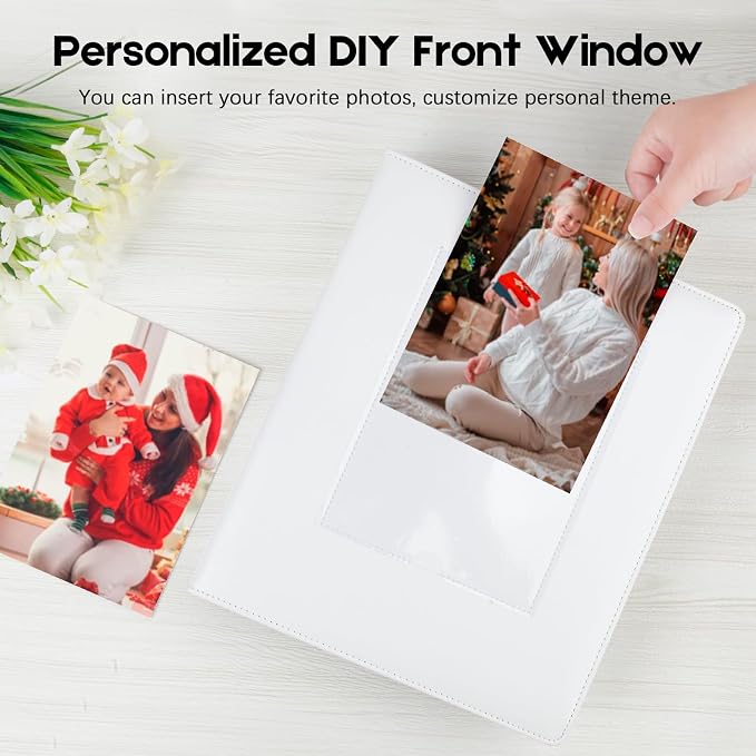Aevdor 5x7 Photo Album, Holds 272 Photos, Leather Cover, White | Clear 5x7 Photo Pockets, Front Display Window, Family, Wedding, Birthday, Anniversary & Travel Memories - Image 4