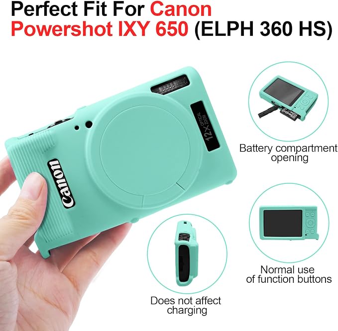 Easy Hood Case for Canon ELPH 360/IXUS 285 HS/IXY 650 Camera,Tiffany Blue | With Removable Lens Cover,Soft Silicone Protective Case,Anti-Scratch,Dustproof,Shockproof,Enhanced Grip,Camera Accessories - Image 6