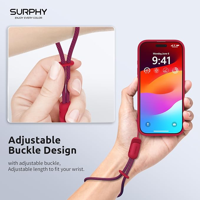 SURPHY 2 Pack Phone Lanyard, Phone Wrist Strap for Case, Camera Wrist Strap | Ultra-Light 2-Color Braided Phone Strap, Cellphone Charm Strap, Anti-Lost Wrist Lanyard for Women and Men, Red Gray - Image 2