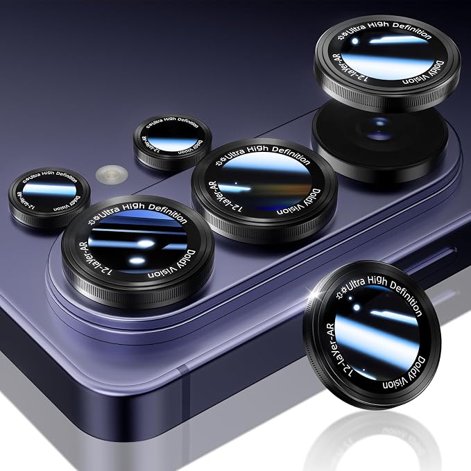 HelloDeere for Samsung Galaxy S26 Ultra Camera Lens Protector, Military-Grade 9H+ Tempered Glass with AR Optical Tech HD Anti-Glare Anti-Scratch Metal Individual Ring Easy Install Case Friendly, Black by HOME