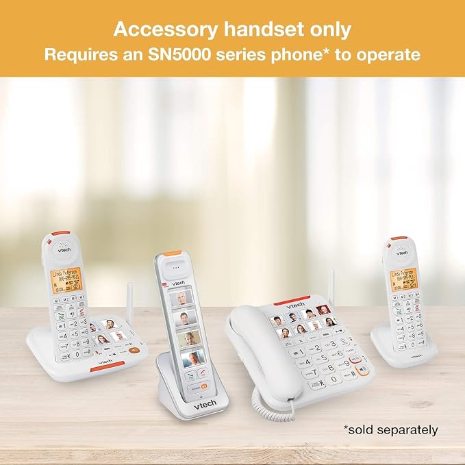 VTech SN5307 Amplified Photo Dial Additional Handset | Big Buttons, Large Display, 4 Photo Speed Dials, For SN5127 & SN5147 Senior Phones - Image 5