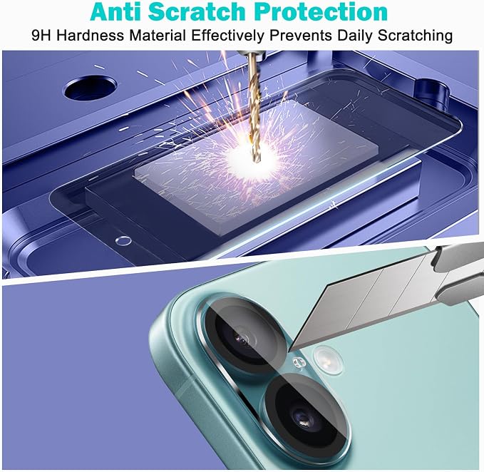 PEHAEL for iPhone 16 Privacy Screen Protector+Camera Lens Protector | 3+3 Pack, Installation Frame, Cleaning kits, Anti-Spy Private, Anti-Scratch, 9H Tempered Glass, Case Friendly, [6.1 inch] - Image 6