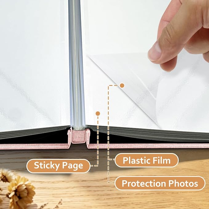 Large Photo Album Self Adhesive Scrapbook Album for 4x6 5x7 8x10 Pictures DIY Photo Book as Scrapbooking Supplies Kits, Birthday Gifts for Women Mom Wedding Baby Family Travel - Image 5