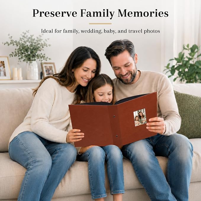 Aevdor Large Capacity 4x6 Photo Album, 1000 Photos, Leather Cover, Brown | 3 Horizontal + 2 Vertical per Side, Acid-Free Black Inner Pages, Front Display Window, Family, Wedding & Everyday Photos - Image 8