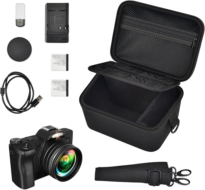 ANKHOH Vlogging Camera Case for Duluvulu/Zostuic/YIGLLO/Gavonde/Canon/Kodak | SD Card & Battery Storage, Accessory Pocket, Travel Carrying Bag, Case Only, For Creators Photography & Travel, Black - Image 4