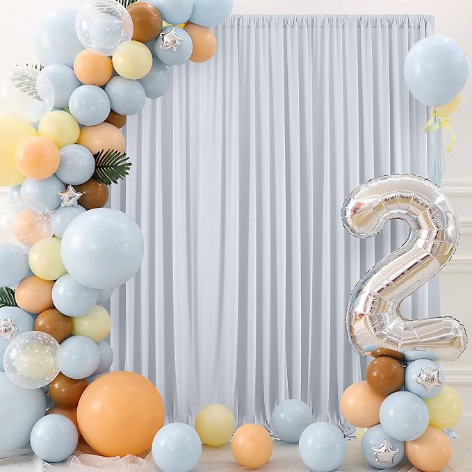 10 ft x 8 ft Wrinkle Free Silver Backdrop Curtain for Parties, Polyester Silver Grey Backdrop Drapes 2 Panels 5x8ft for Baby Shower Photoshoot Engagement Wedding Birthday Photography Background - Image 4