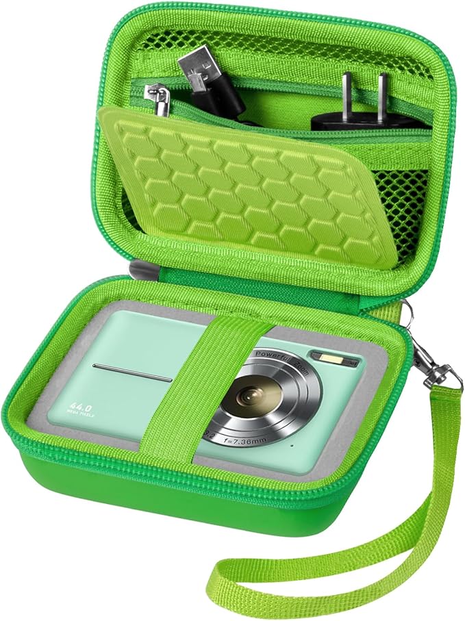 Comecase Digital Camera Case for Kodak PIXPRO FZ45 FZ55, Grass Green | Fits Cameras up to 4.33 x 3.07 x 2.3 in, Pre-Cut Foam, Elastic Strap&Hand Strap, Mesh Pocket for Accessories, Case Only by COMECASE