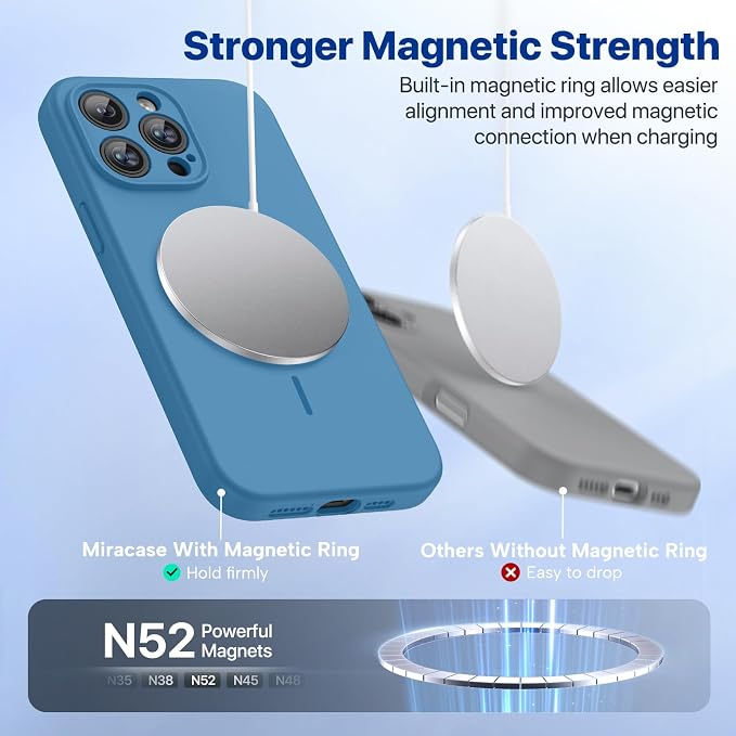 miracase Magnetic for iPhone 14 Pro Max Case, [Soft Anti-Scratch Microfiber Lining], Compatible with MagSafe, Silicone Shockproof Protection Phone Case for iPhone 14 Pro Max,Capri Blue - Image 4