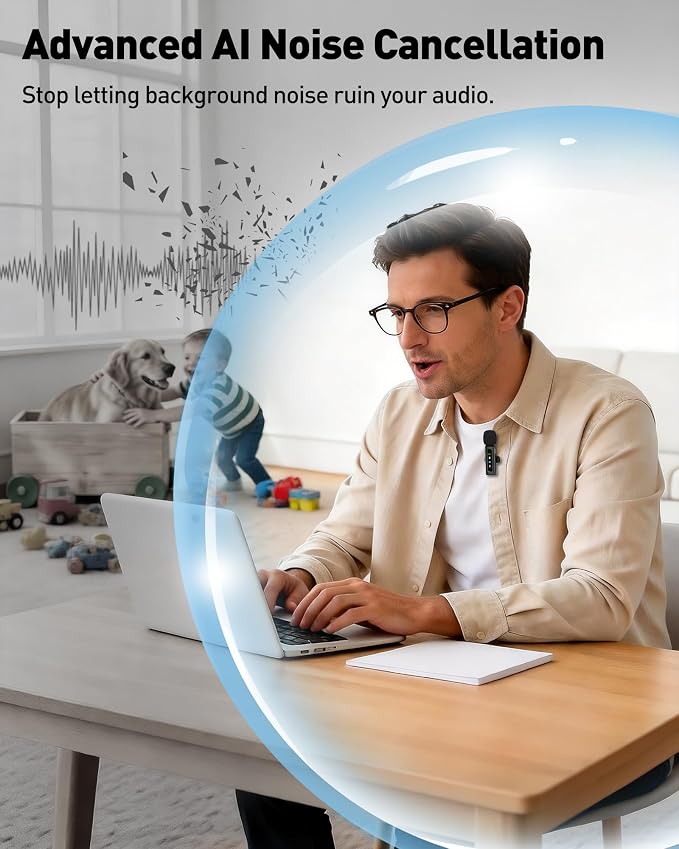 USB C Lavalier Microphone Wireless AI Noise Cancellation Mini Mic for Type-C Android, iPhone 17/16/15, Tablet, PC, Video Recording Clip-on Mics with Rotatable Clip, Ideal for TikTok, YouTube, Podcast - Image 4