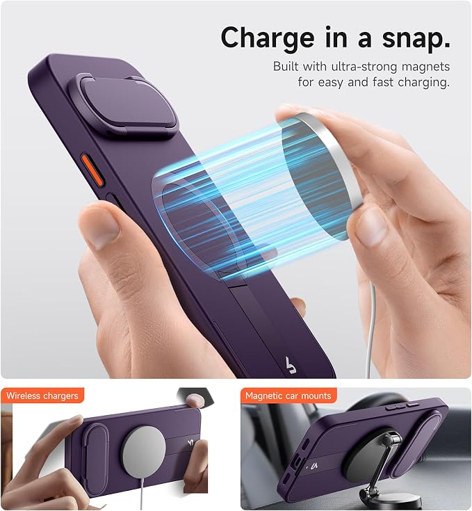 SURITCH for Google Pixel 10/10 Pro Phone Case, Compatible with MagSafe, Protective Cover with Camera Cover & Adjustable Metal Kickstand for Pixel 10/10Pro 2025 -Dark Purple - Image 4