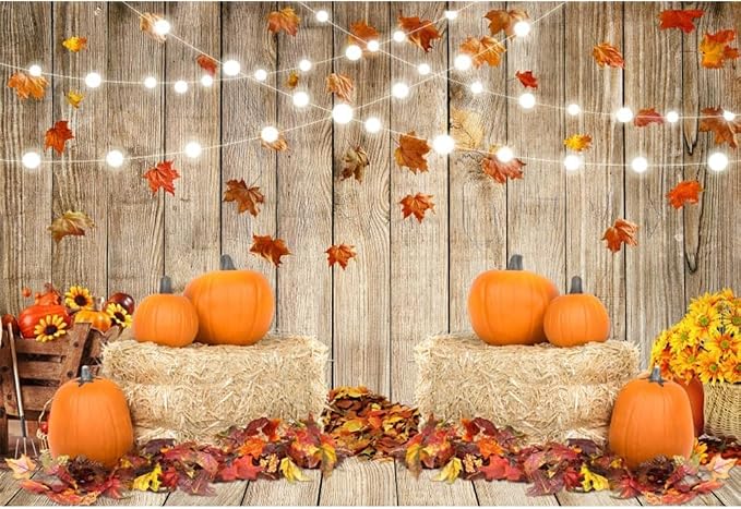 12x10ft Fall Thanksgiving Halloween Photo Backdrop Fall Backdrops for Photography Autumn Pumpkin Harvest Barn Background Friendsgiving Party Supplies Farm Harvest Banner Decor Photo Props by Leowefowa