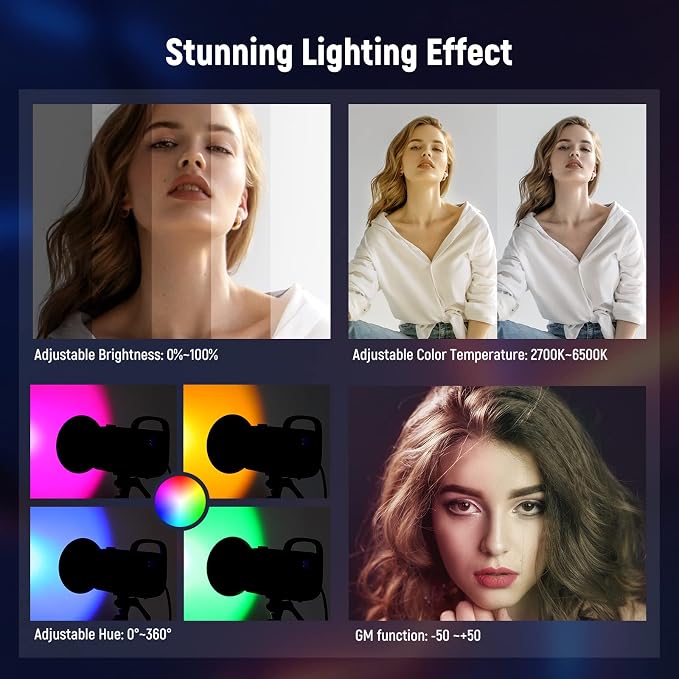 NEEWER CB60 RGB 70W LED Video Light with App Control, Bowens Mount COB Full Color Continuous Output Lighting 18000Lux/1m CCT 2700K-6500K CRI97+ 17 Scenes for Photography/Studio Video Recording - Image 5