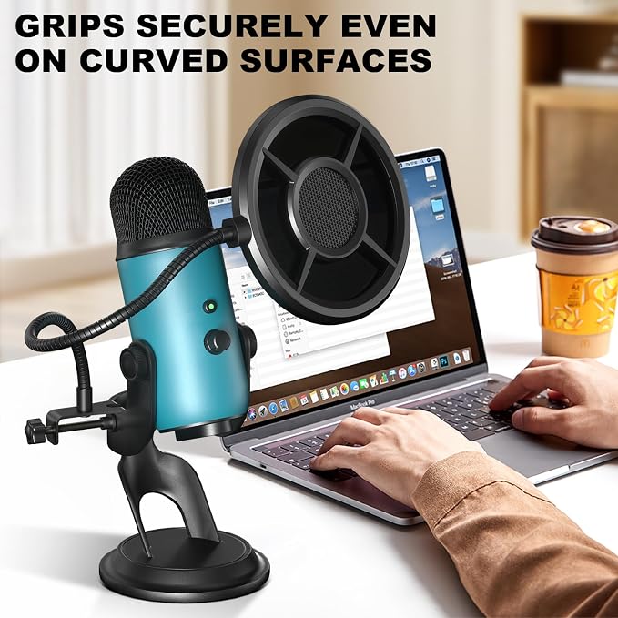 Microphone Pop Filter,Aokeo Mic Mask Shield,Three-layer Wind Pop Screen With Flexible 360° Gooseneck Clip Stabilizing Arm For All Microphone - Image 5
