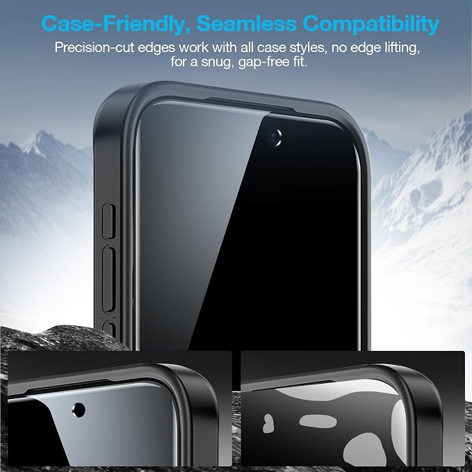 Fotbor [3+3 Pack Privacy Screen Protector for iPhone 16 Pro Max, 26° Anti-Spy & Blue Light Filter Tempered Glass with 3 Camera Lens Protectors, 3X Reinforced, Easy Alignment - Image 8
