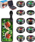 MIAO LAB 10 in 1 Phone Camera Lens Kit - Wide Angle Lens & Macro Lens+Fisheye Lens+2X Telephoto Lens+CPL/Flow/Radial/Star+Kaleidoscope 3/6 Lens for iPhone Samsung Sony and Most of Smartphone by MIAOLAB