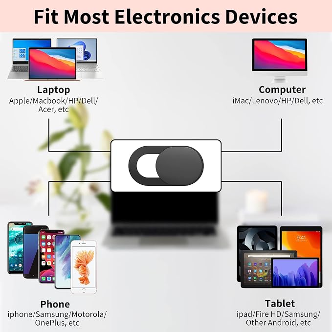 Yilador Webcam Cover (6 Pack) 0.03 inch Ultra Thin Laptop Camera Cover Slide for Computer MacBook Pro/Air iMac iPhone Cell Phone PC Tablet Notebook Surface Pro Echo Show Camera Blocker Slider - Black - Image 4