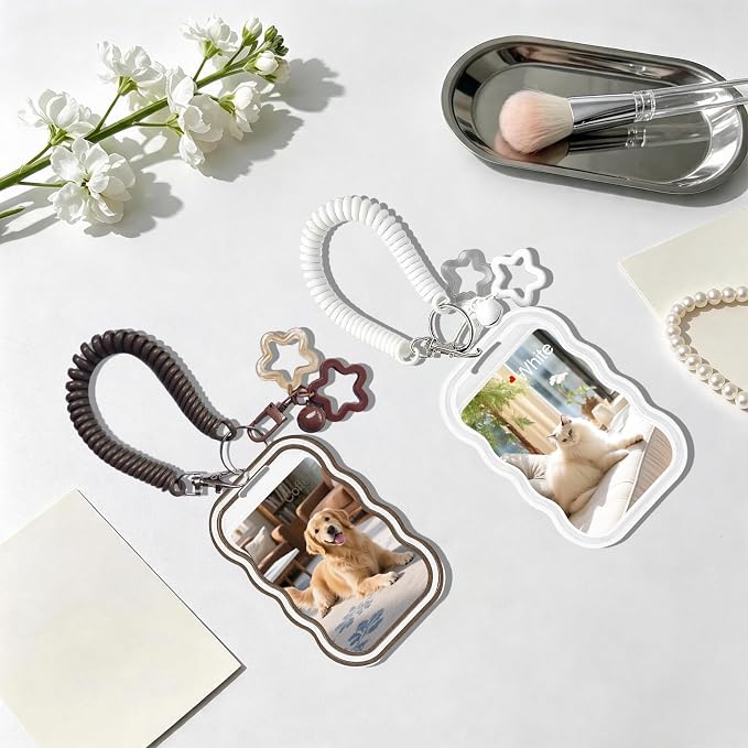 2 Pack Cute Photocard Holder Keychain,Kpop Photo Card Holder | Creative Photo Protector Keychain Accessories for Bus Card, Daily Display & Travel Decorations Gifts - Image 5