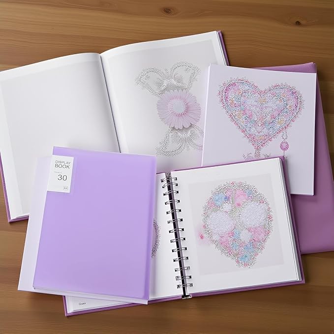 Purple Diamond Storage Book - A4 Portfolio Folder for 60 Picture Pics, 30 Pages, Art Portfolio Presentations Folder - 12.2x9.1in - Image 5