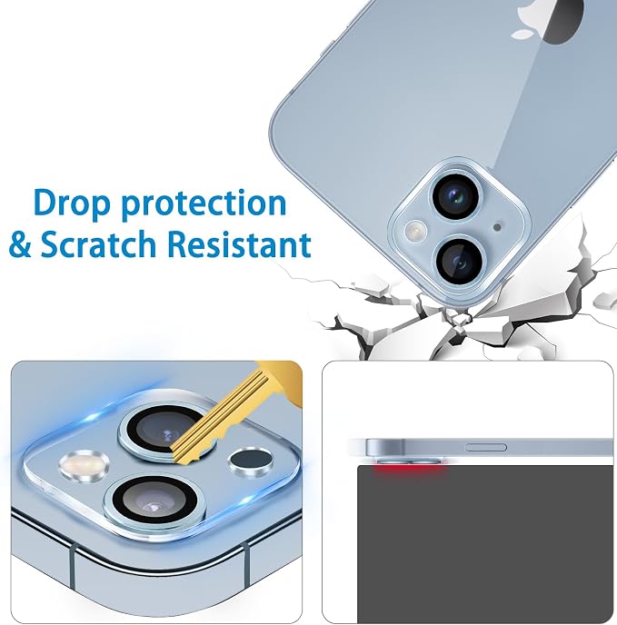 Dengduoduo 3 Pack Tempered Glass Camera Lens Protector for iPhone 14 6.1" & iPhone 14 Plus 6.7", Ultra HD, 9H Hardness, Anti-Scratch, Case Friendly, Easy to Install [No Affect on Night Shots] - Image 4