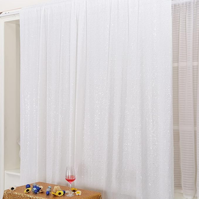 Poise3EHome White Sequin Backdrop, 20Ft x 10Ft Glitter Photography Background Curtains for Party Baby Shower Wedding Birthday Christmas Thanksgiving Halloween Decoration - Image 9