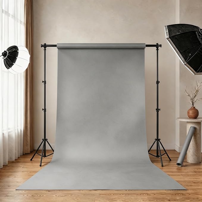 Light Gray Photo Backdrop Paper, Seamless Backdrop 53" x16.4' | Heavyweight matte backdrop paper with non-reflective surface for photography, portraits, videos and product photos. - Image 2